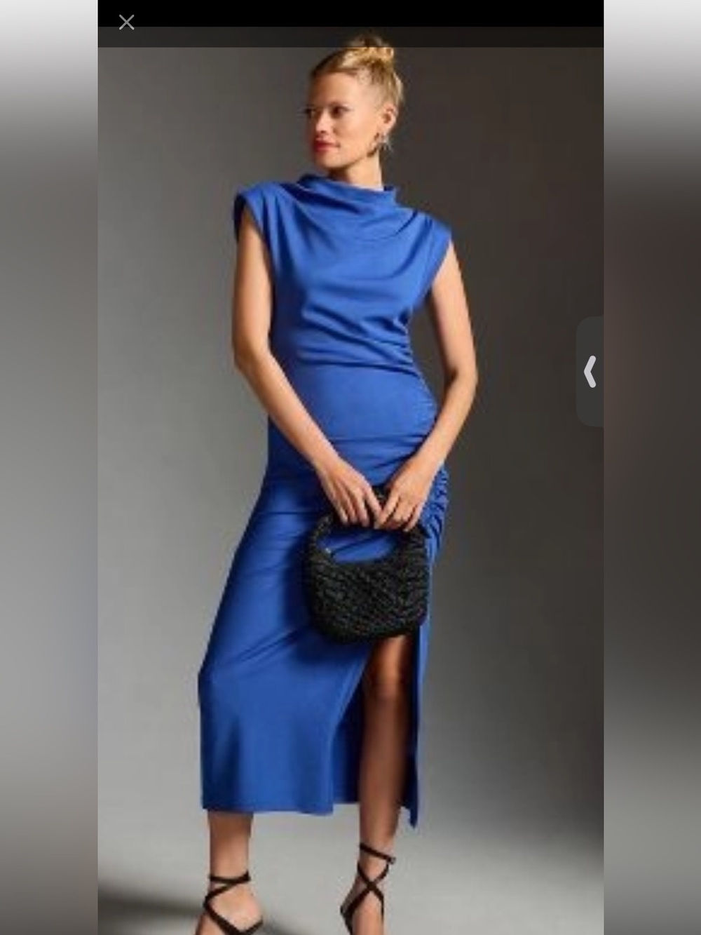 Anthropologie Bold Royal Blue Sleeveless Midi Dress with Side Slit